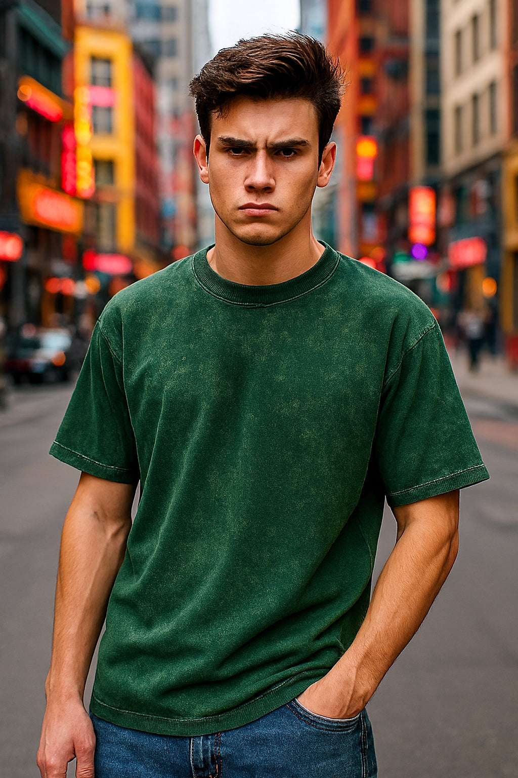 Men’s Acid-Washed Oversized T-Shirt – Premium 240 GSM Cotton Streetwear Essential