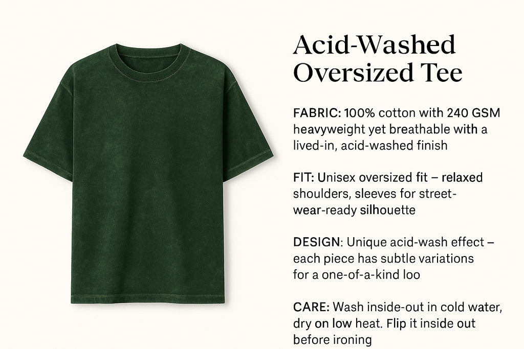 Men’s Acid-Washed Oversized T-Shirt – Premium 240 GSM Cotton Streetwear Essential