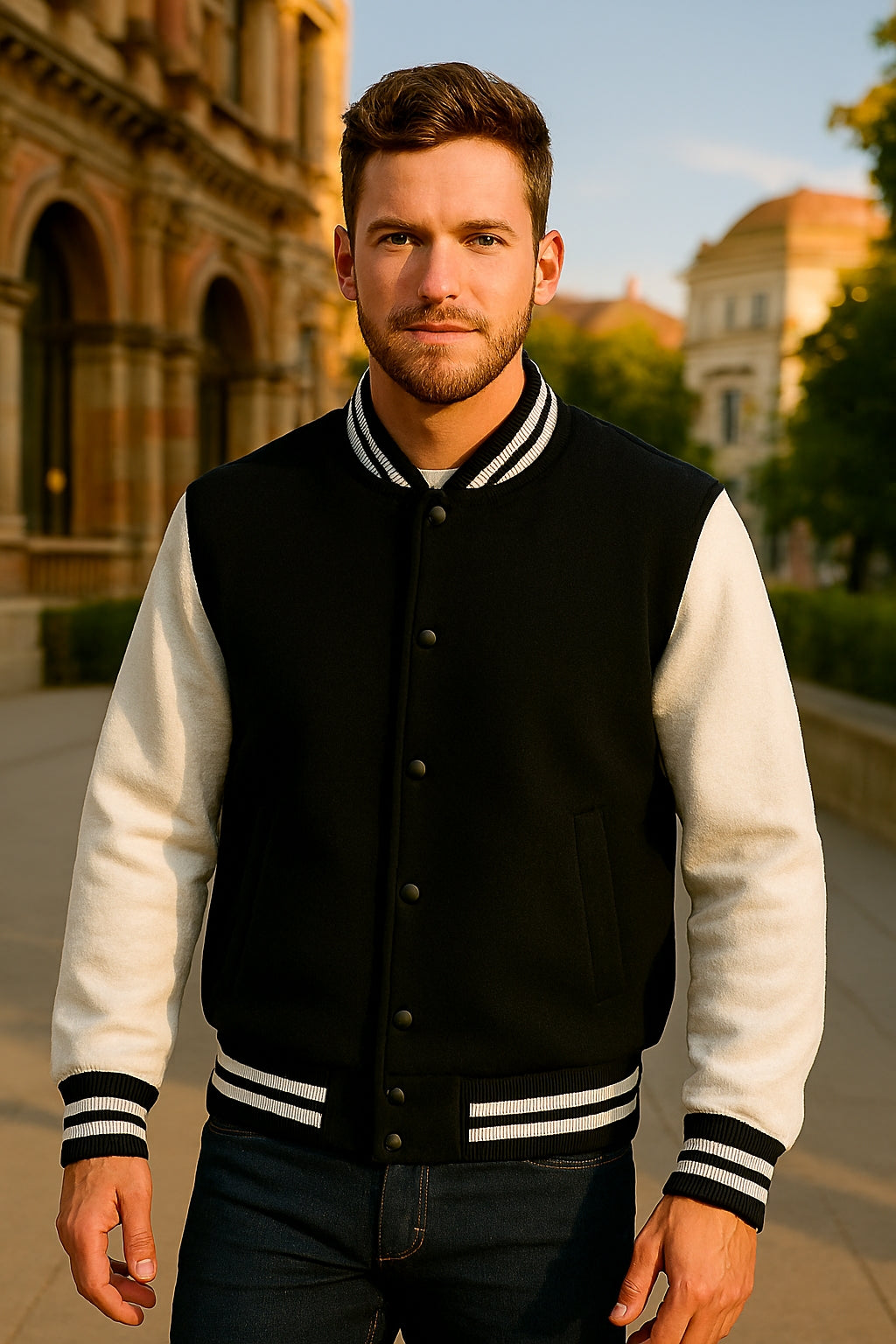 ZIDDWEAR™ Unisex Varsity Jacket – 100% Cotton, 300 GSM