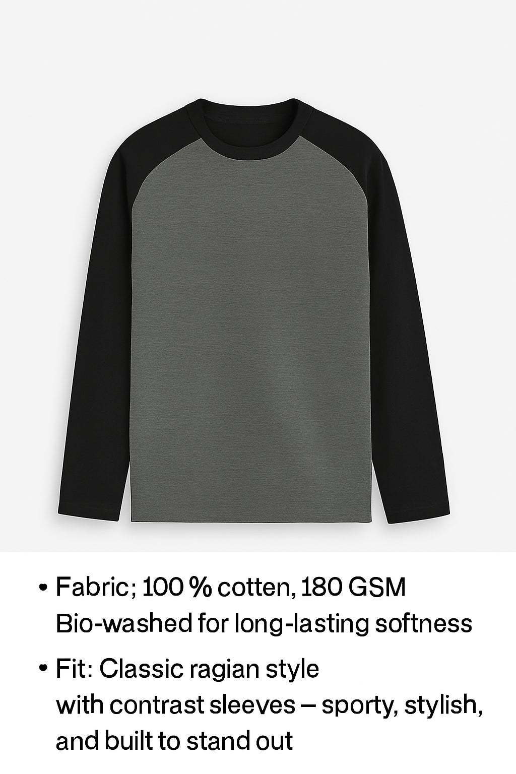 ZIDDWEAR™ Unisex Raglan T-Shirt – 100% Cotton | 180 GSM Bio-Washed | Contrast Sleeves | Premium Streetwear